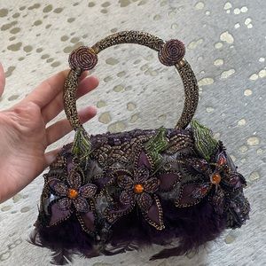 Gorgeous Mary Frances purple snakeskin beaded bag
